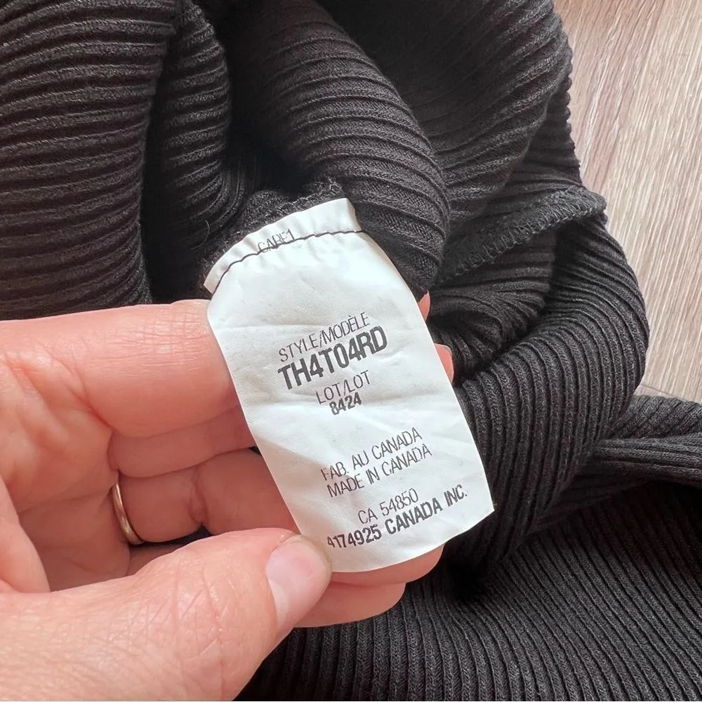 The range black ribbed knit cowl neck midi dress w/ high slit Women’s Size xs‎ - Image 7