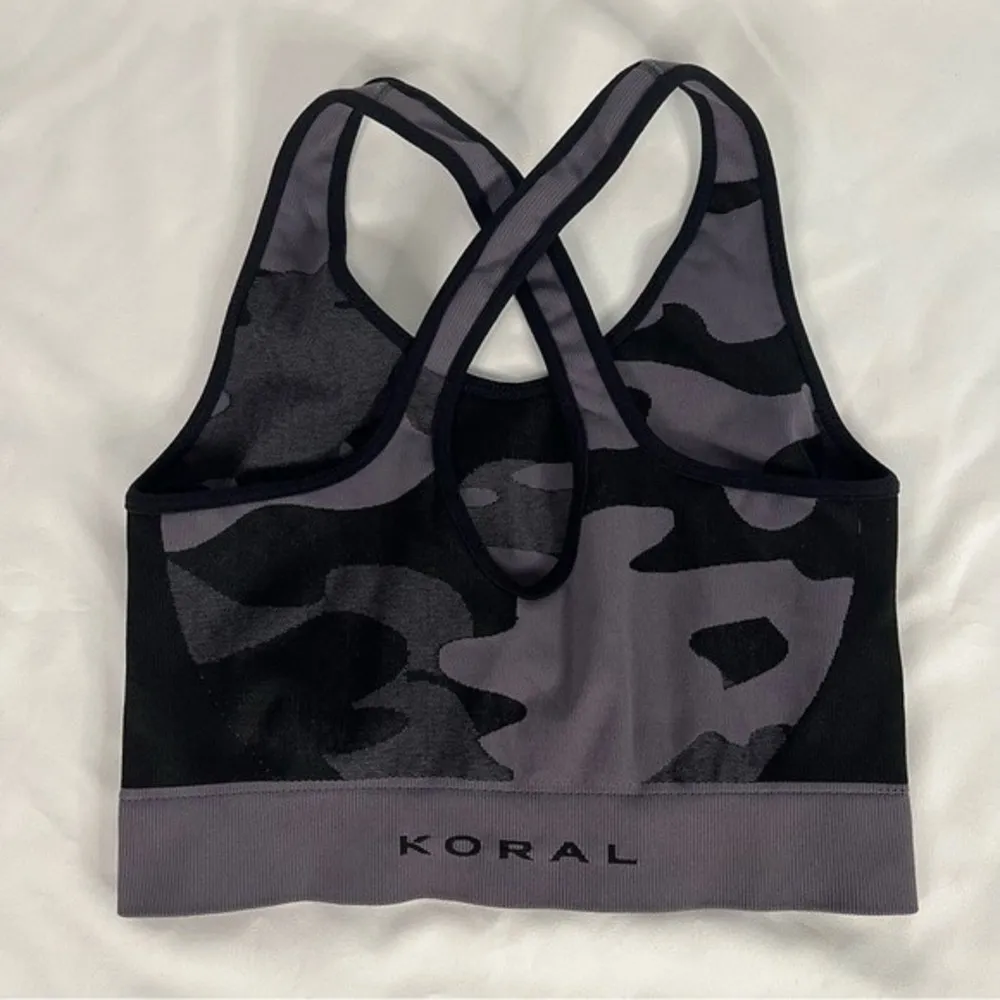 Koral Womens Size S Black Grey Sparrow Seamless Sports Bra Gym Camo Compression - Image 6