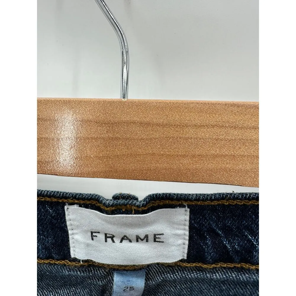 FRAME Le High Straight Denim Jeans Raw Stagger Hallam Chew Women Size 25 - Image 6