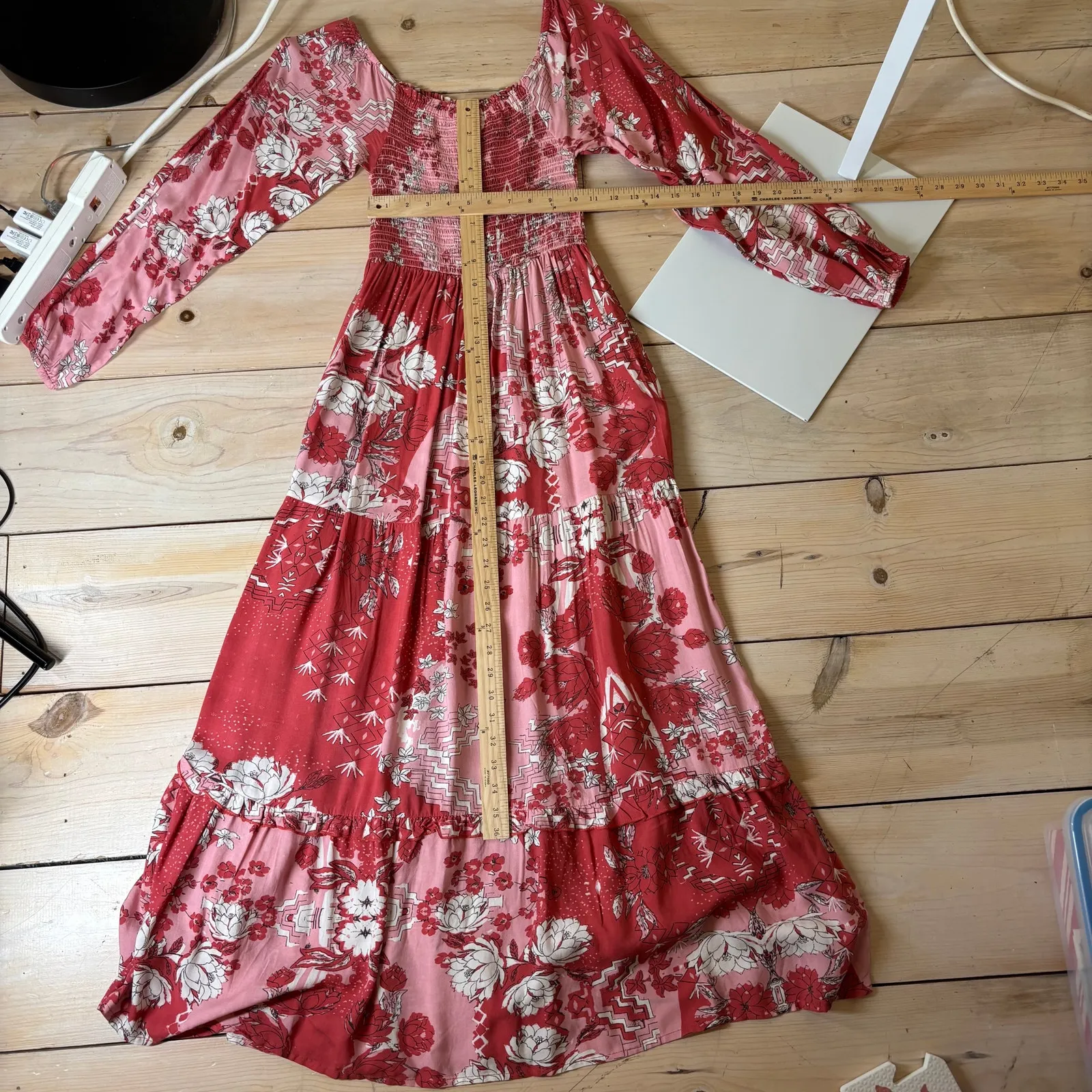 Natural Life NWT Women's Daria Smocked Maxi Dress Red Pink Size S - Image 9