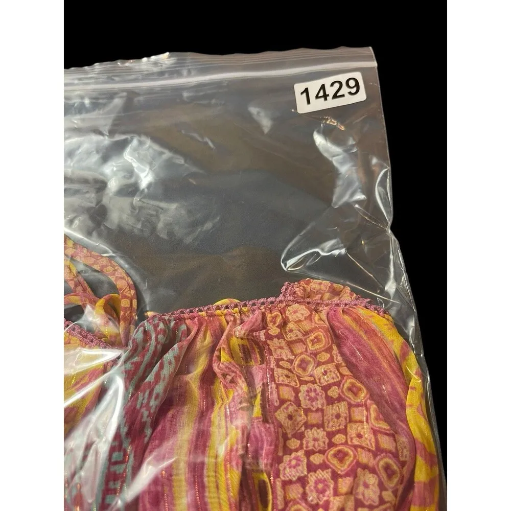 VTG Jordache Yellow Pink Sheer Sleeveless Wide Strap Babydoll Top Junior L Y2K - Image 14