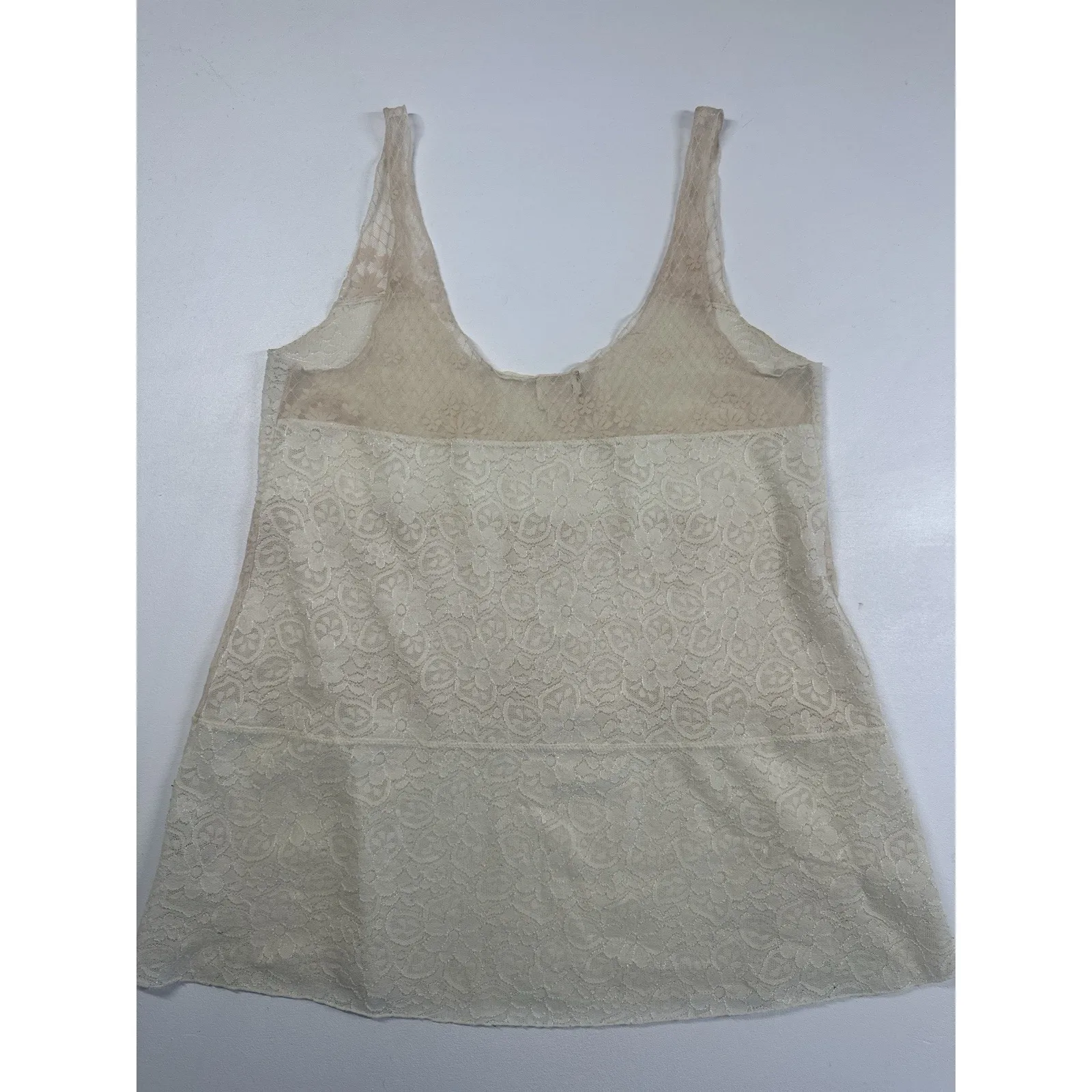 Intimately Free People Women Large Lace Sheer Lightweight Cream Peach Cami (b21) - Image 5