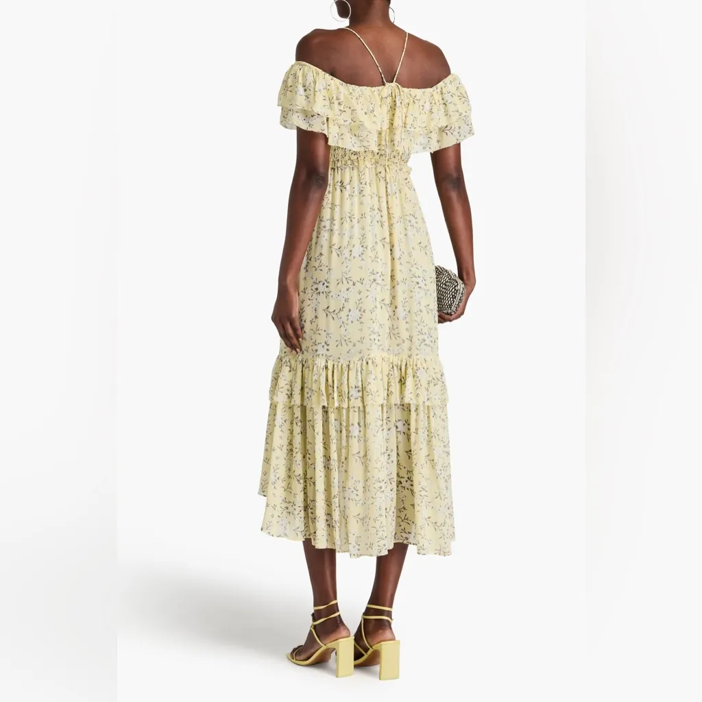 *NWT* ULLA JOHNSON PENNINAH YELLOW FLORAL MIDI DRESS SZ US 4 100% SILK - Image 3