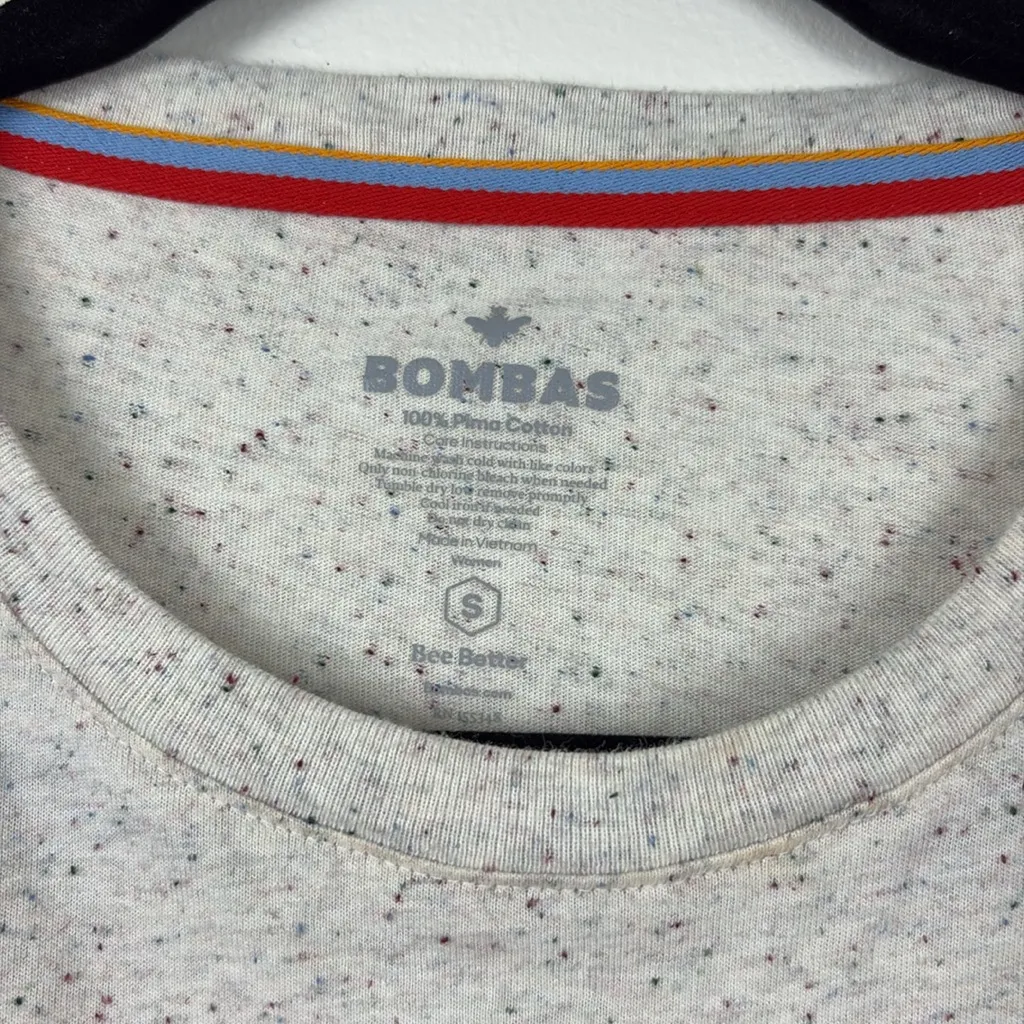 Bombas Pima Cotton Donegal Long Sleeve Tee Womens Size Small Speckled Soft White - Image 4