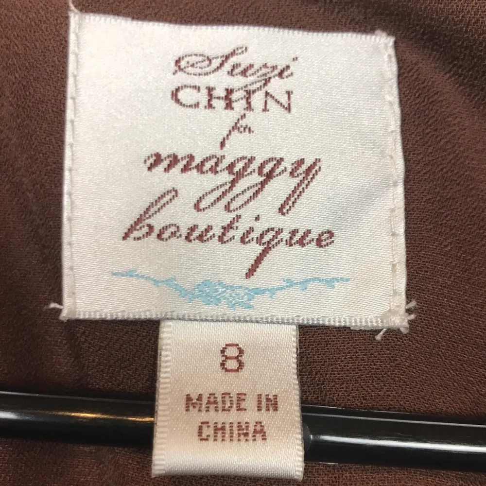 Suzi Chin Women’s Cocktail Silk Overlay Leopard Print Sequins Sleeveless Dress - Image 9