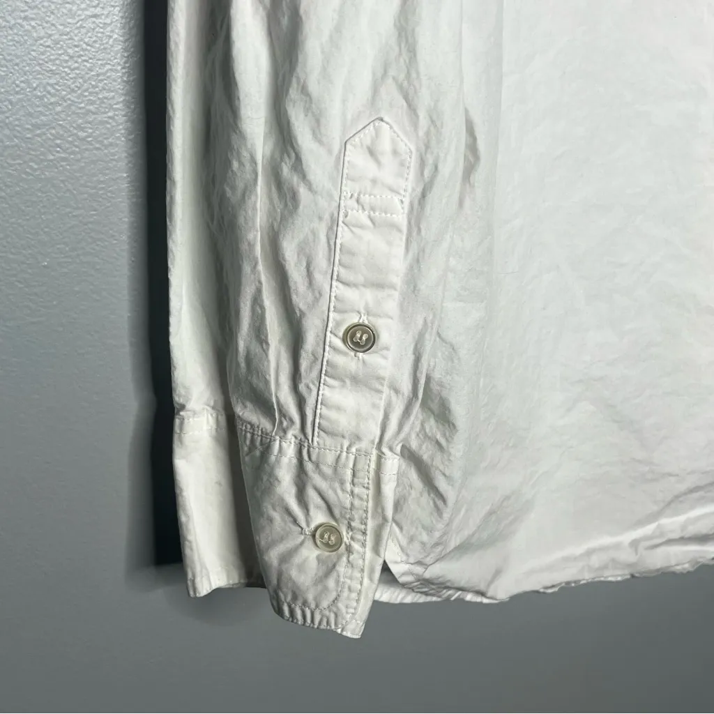 J. Crew Black Label Boyfriend White Button Up Collared Shirt Size Small - Image 3