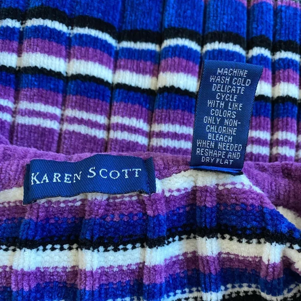 Karen Scott Vintage Y2K Striped Zip-Collar Turtleneck Sweater - Image 6