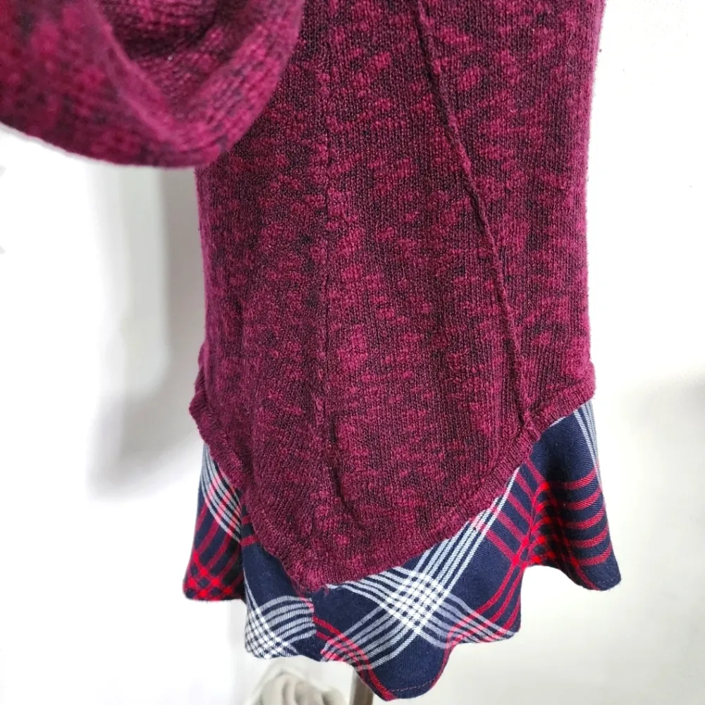 Cloud Chaser Burgundy and Flannel Twofer Sweater - Image 4