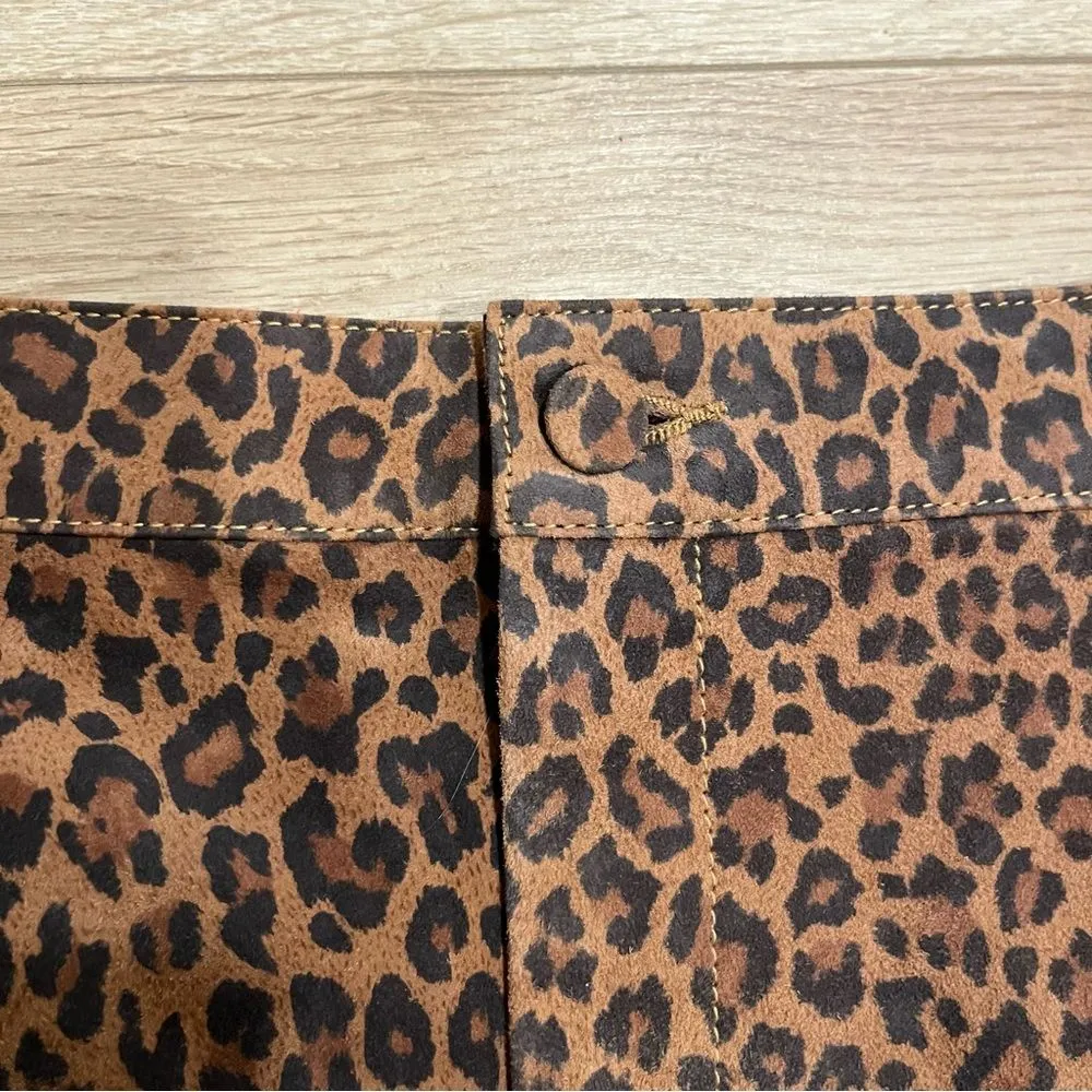 LPA Leather Suede Leopard Cheetah Button High Waisted Ankle Pant Size M - Image 9