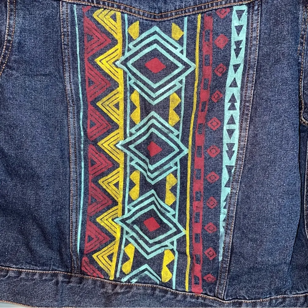 Austin Clothing Company Painted Back Denim Jacket Size Large Blue - Image 5