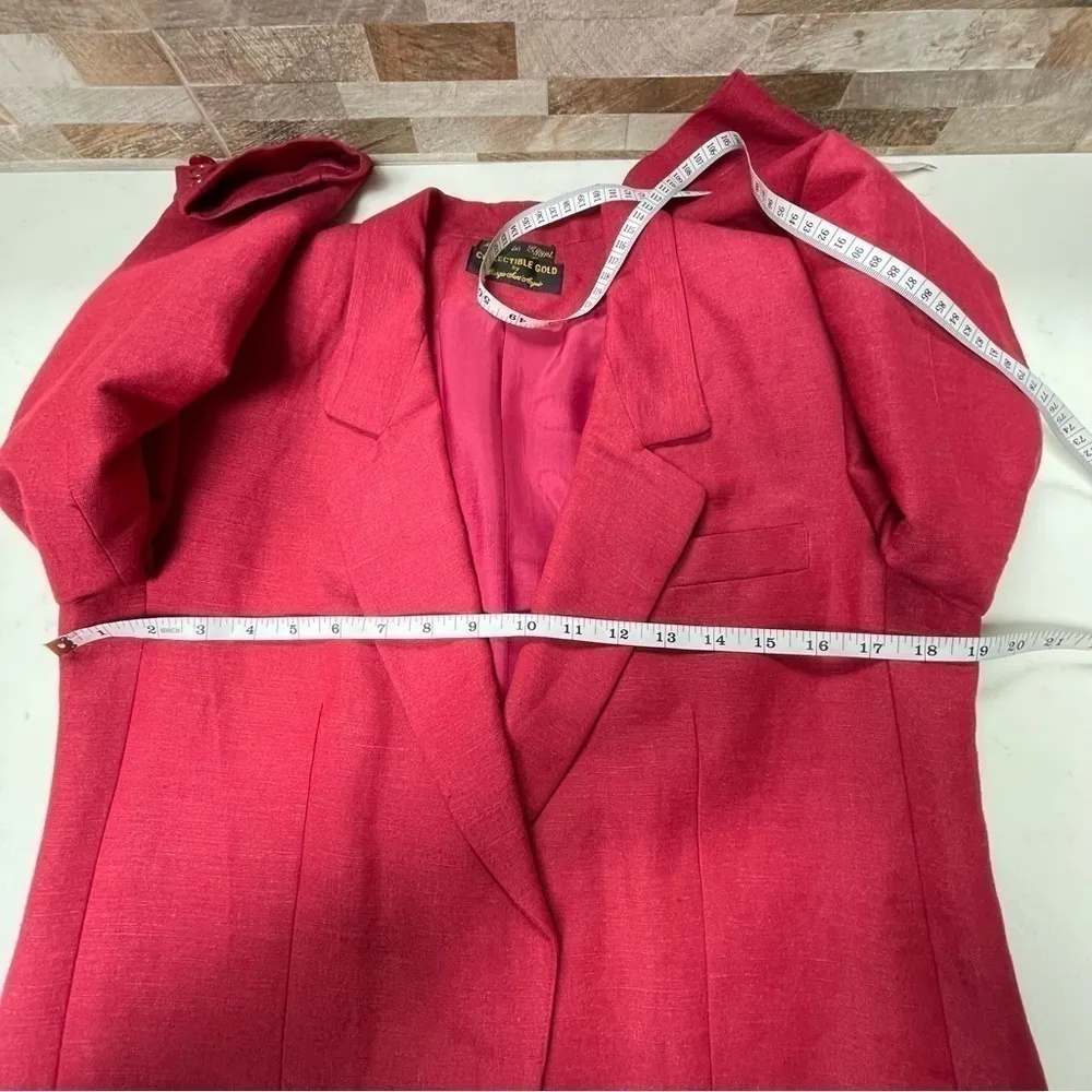 Vintage Y2K Giorgio Sant'Angelo Collectable Gold Red Linen blazer Red Size 6 - Image 11