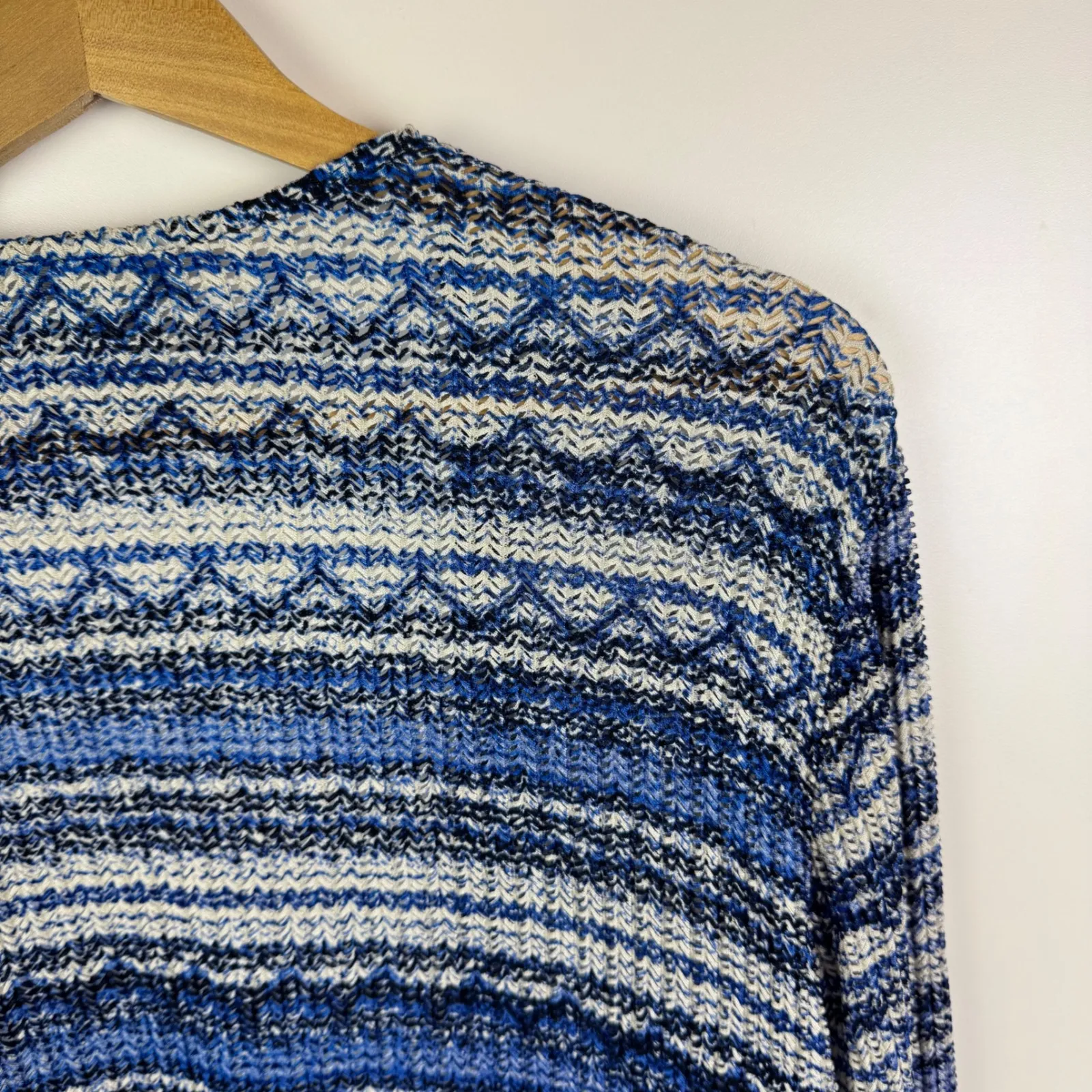 Catherines Blue Striped Open Front Cardigan Size 2XWP Lightweight Stretch Comfy‎ - Image 3