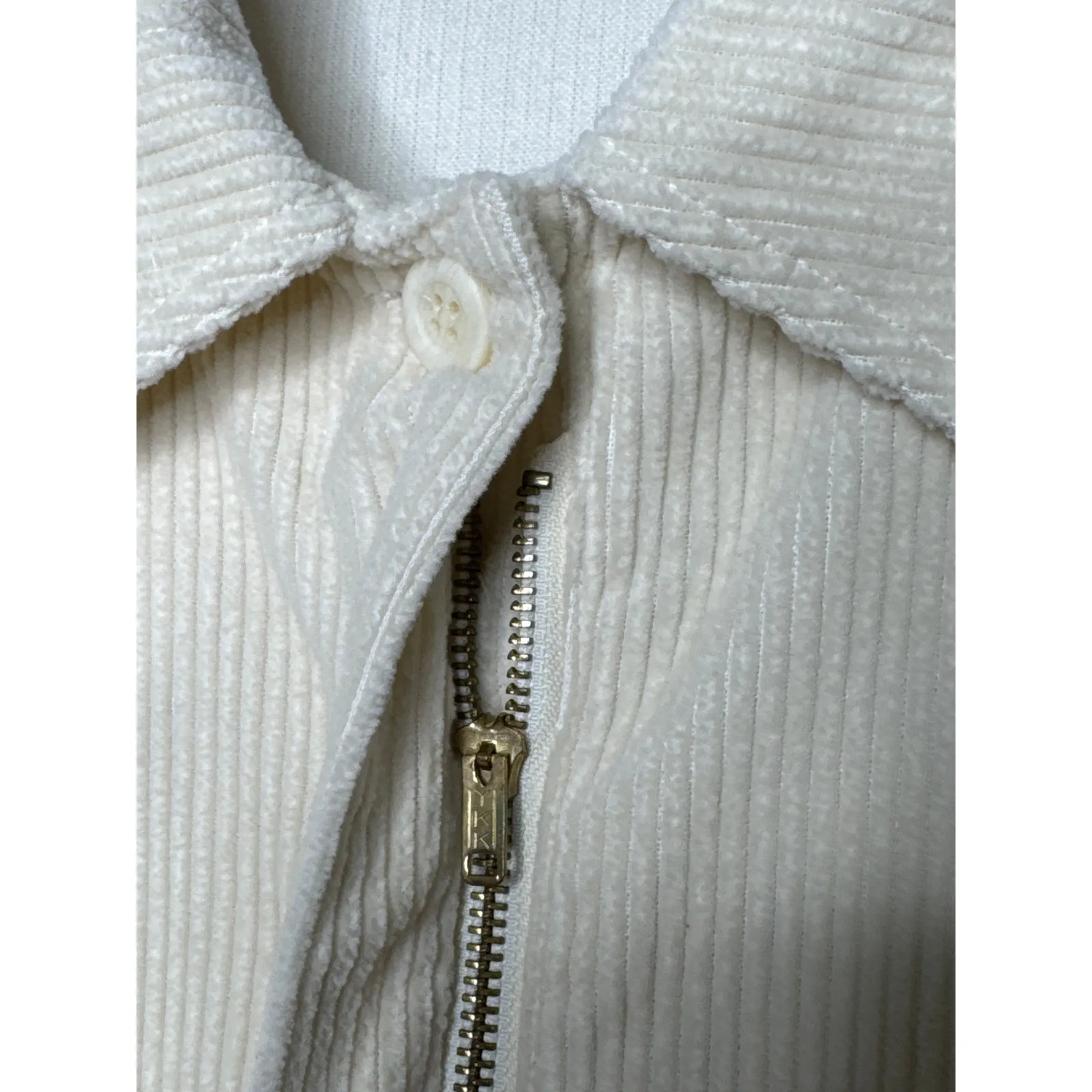 Vintage 80s/90s SK & Company Cream Corduroy Jacket puffy shoulders Hong Kong 12 Size L - Image 10