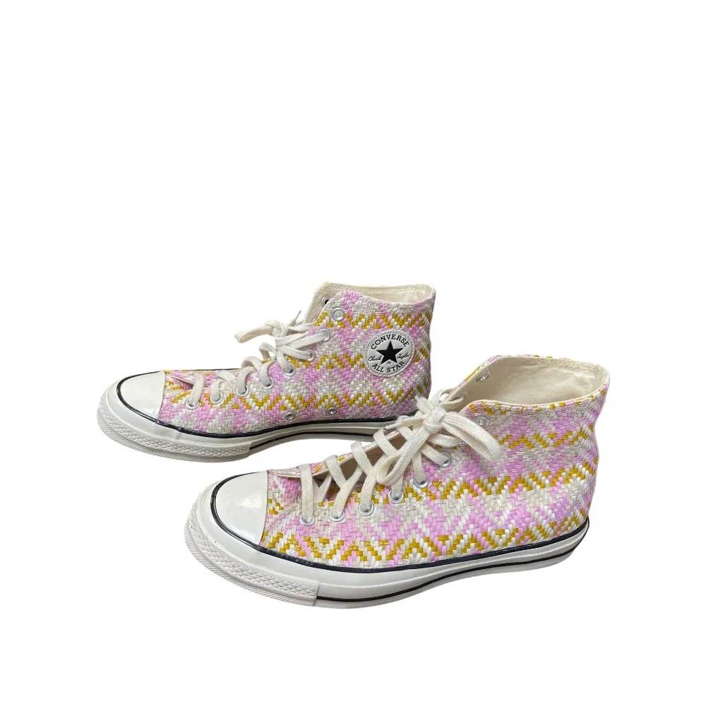 Converse Chuck Taylor All Star Woven High Pink yellow mens 9 wms rare 11 Sneaker Size undefined - Image 3