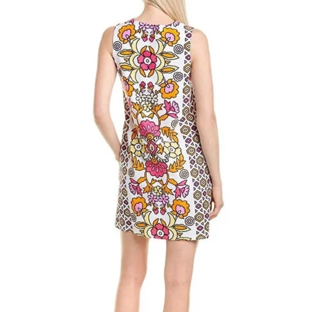 Jude Connally Jacey‎ Floral Damask Paisley Block Bright Geometric Print Dress XS Pink - Image 5