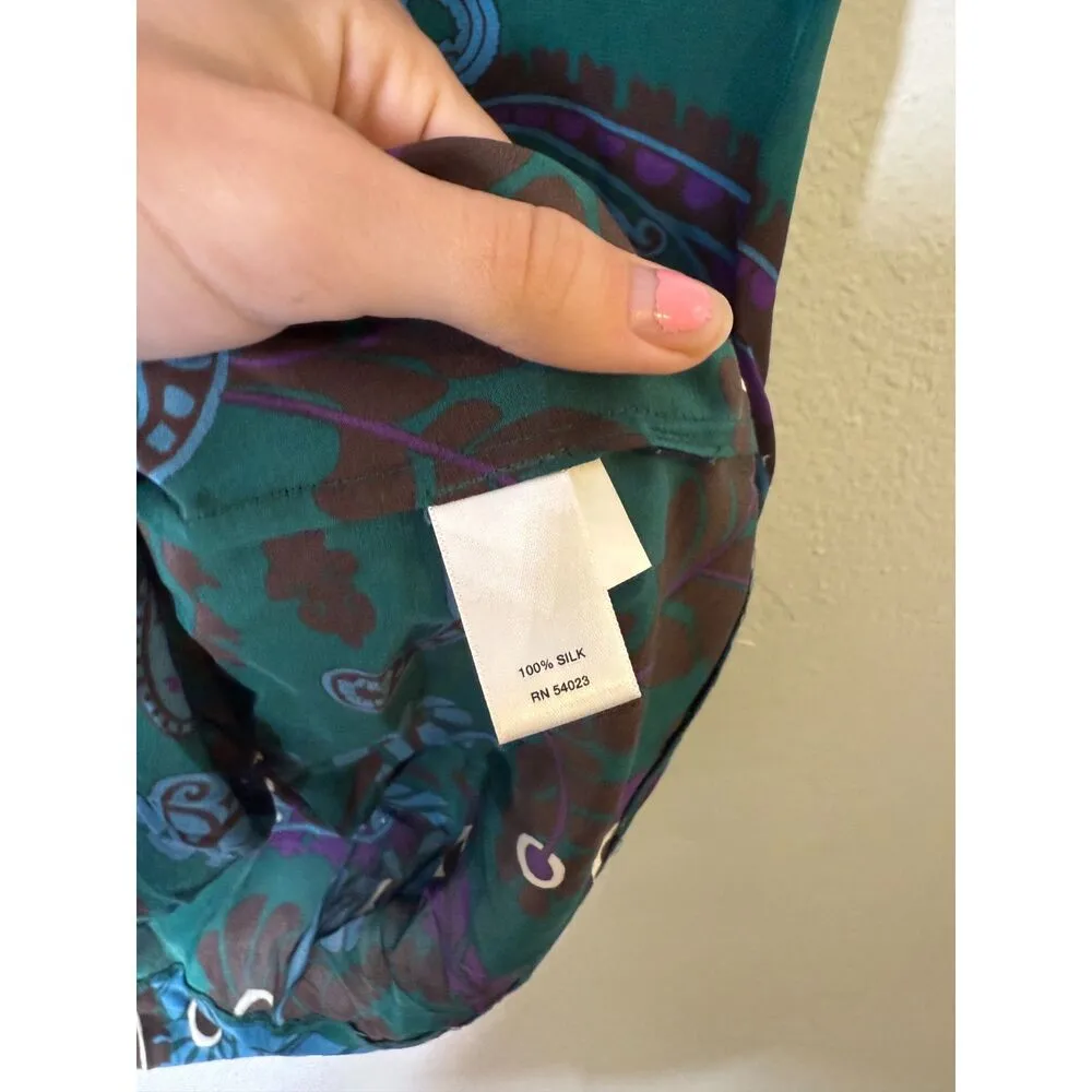 Banana Republic Floral Pattern 100% Silk Dress Womens Sz L Quiet Luxury Career - Image 7