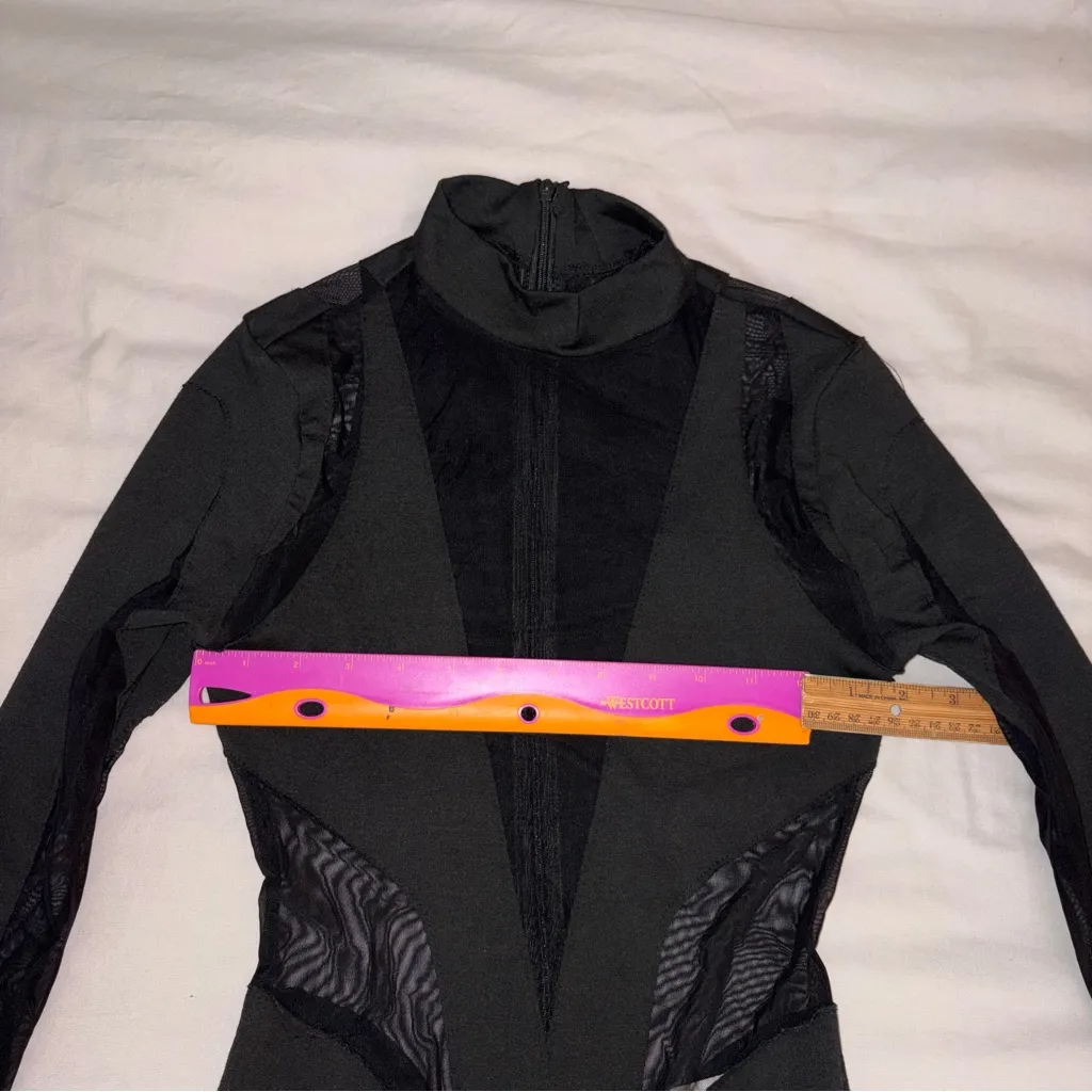 Shein Black Mesh Long Sleeve Cut-Out Romper, Small, Festival/Rave - Image 8