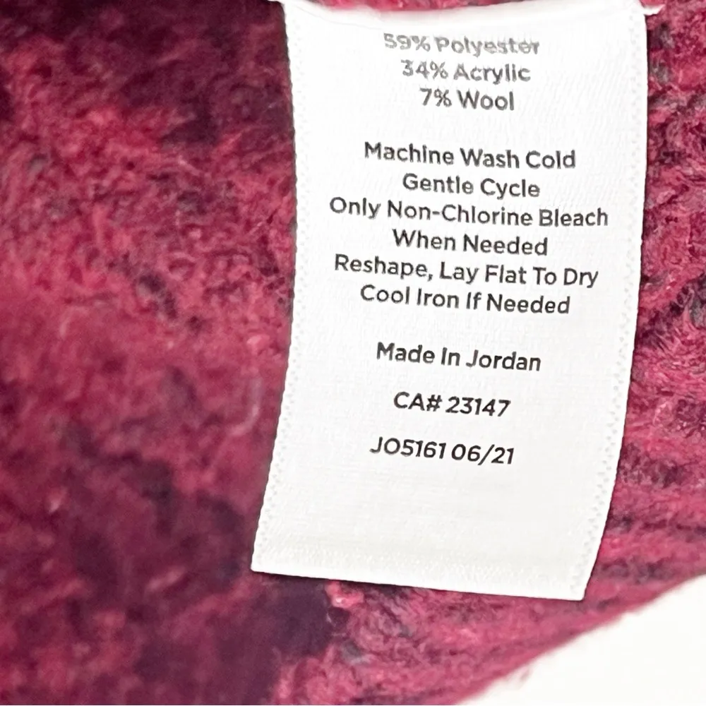 TALBOTS Burgundy Wool Blend Cable Knot Mock Neck Long Sleeves Sweater Medium - Image 4