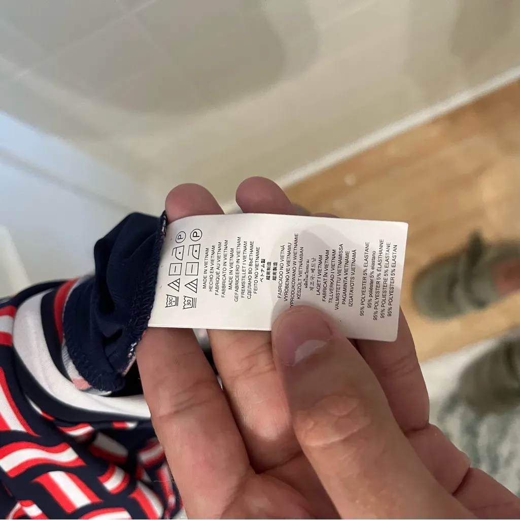 Michael Kors Red and Navy Geometric Mini Dress - Image 6