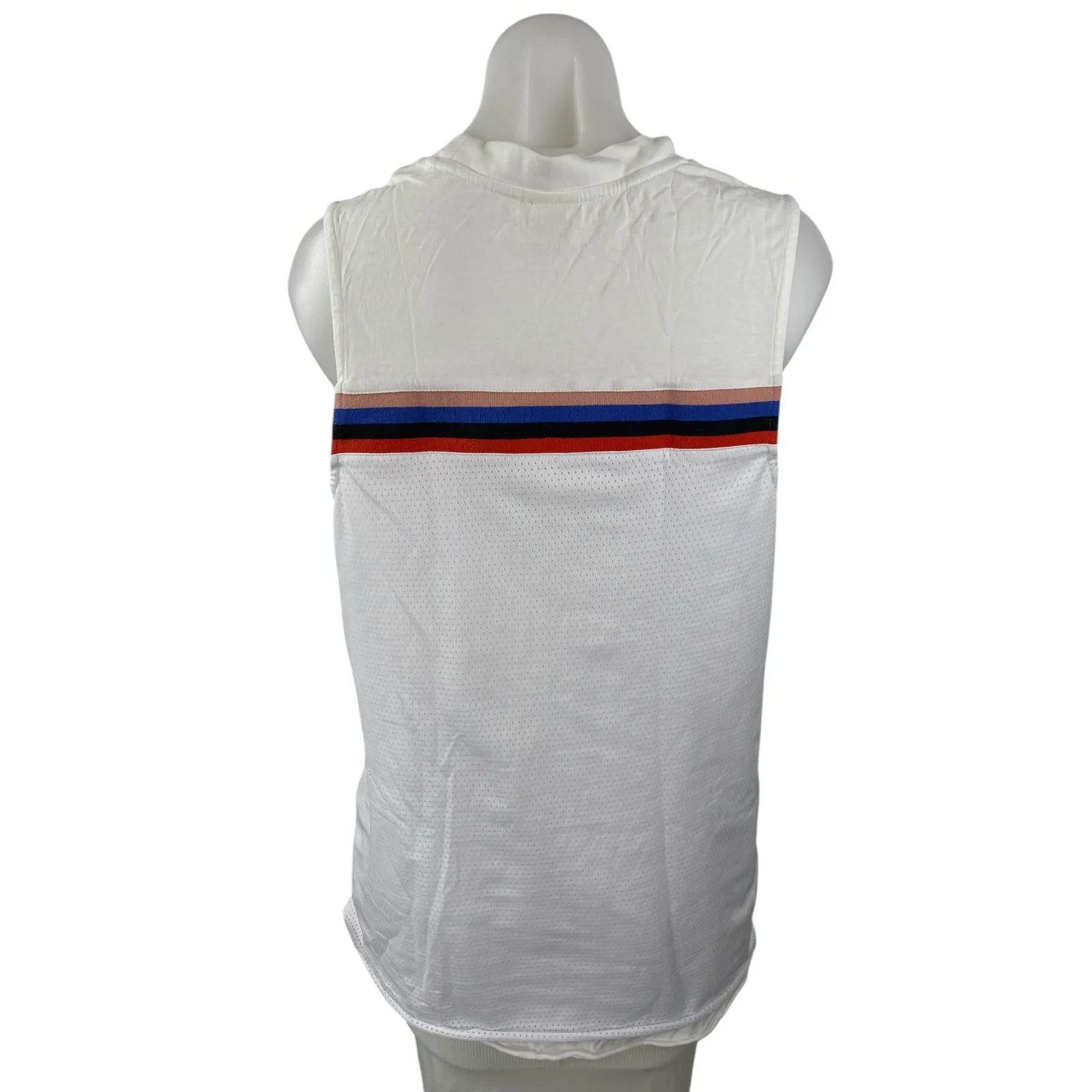 P.E Nation Women's White Striped Logo Sleeveless Athletic Muscle Tee Tank Top L Size L - Image 2
