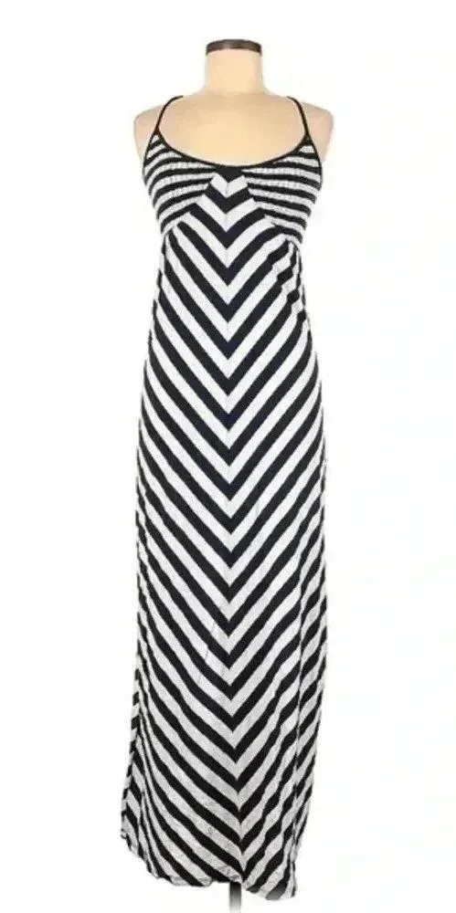 Anthropologie | Saturday Sunday | Navy Stripe Smocked Maxi Chemise Dress Size XS - Image 2