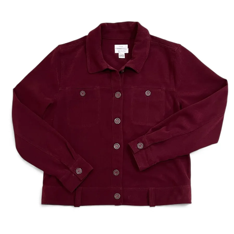 Christopher & Banks Maroon Corduroy Shirt Jacket Shacket Size Large - Image 2