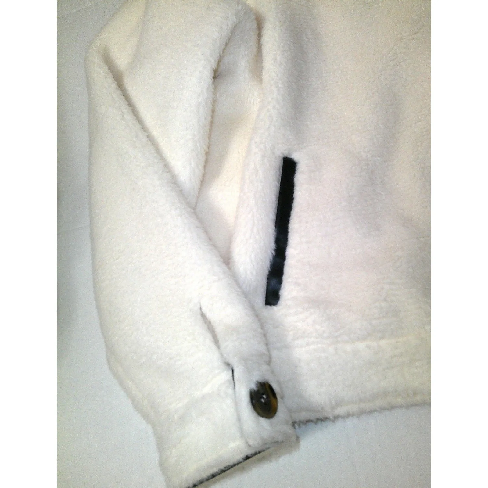 New NWOT Joe's Jeans Faux Fur Sherpa Jacket Milk White Womens Medium Vegan Soft - Image 7