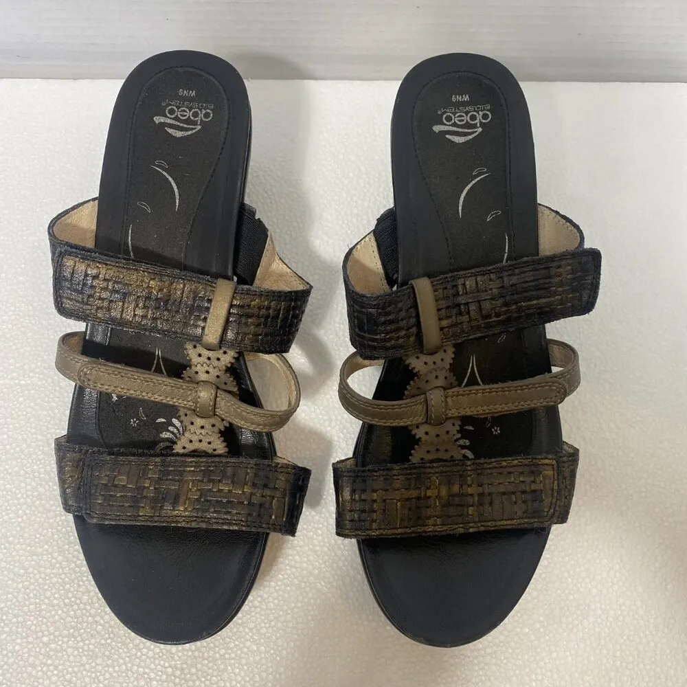 Abeo Gillian Neutral Women's Sandals Slides Adjustable Straps Dress Heels Sz 9 Black - Image 4