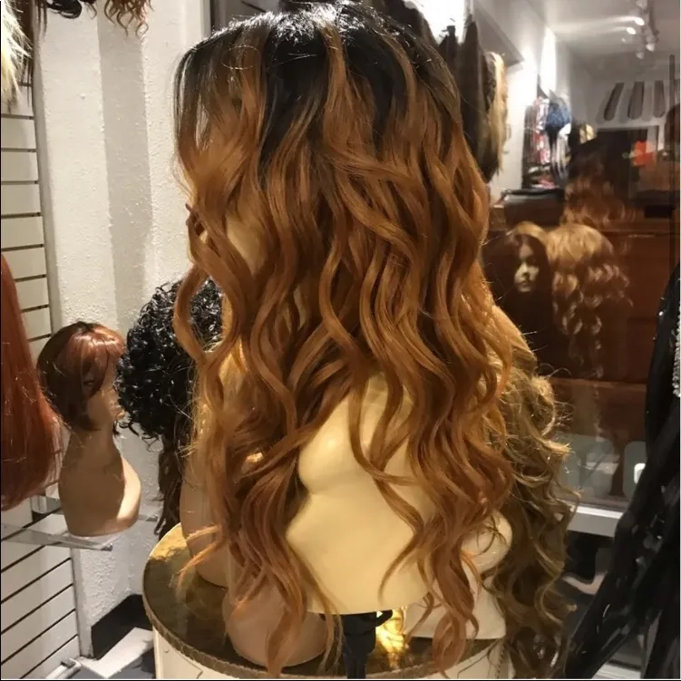 Ombre honey brown Beach Wave SidePart Wig - Image 2