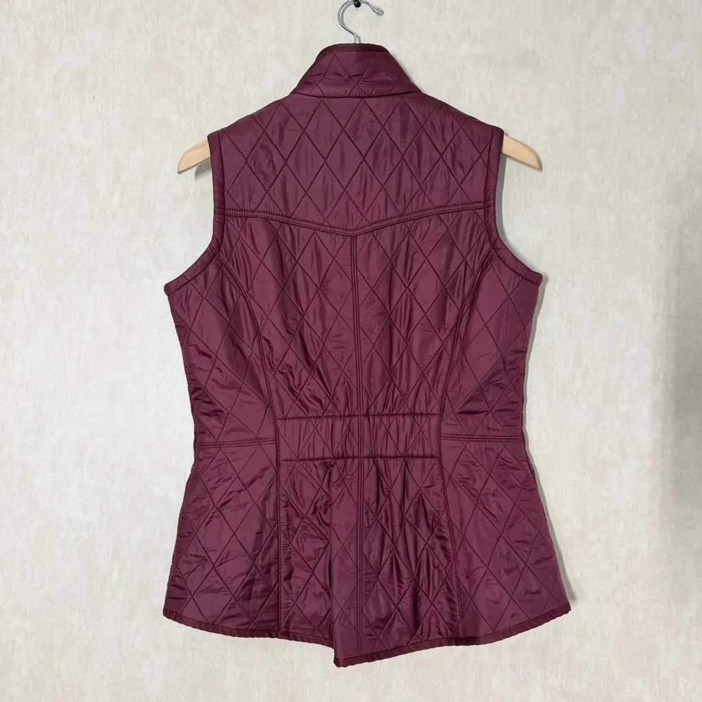Barbour Women’s Cavalry Quilted Gilet Vest Full Zip Fleece Lined in Burgundy 8 - Image 6