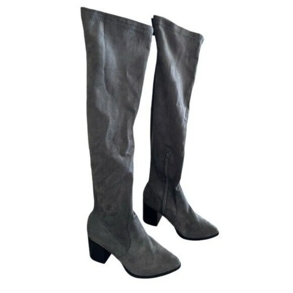DOLCE VITA Tabbie Suede Over The Knee Gray Block Heel Boot Size 6 - Image 2
