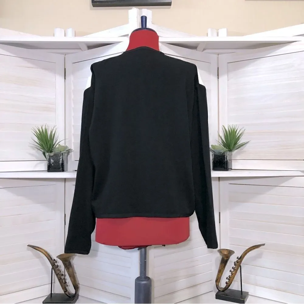 Vintage 80s 90s Color Block linen Blazer black red white Nautical theme sz S - Image 3