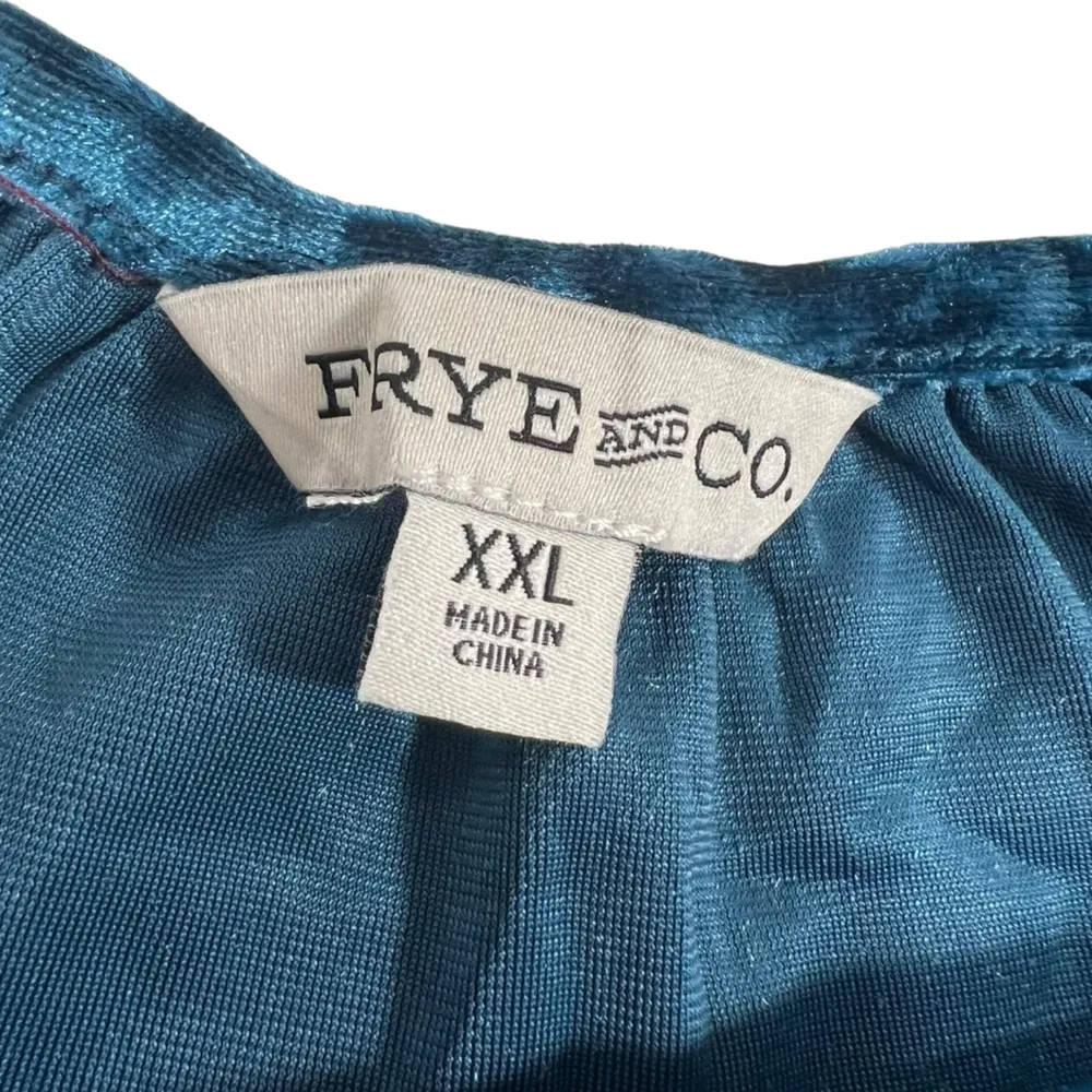 Frye and Co. velvet blouse sleeve tiered midi peasant teal floral dress Blue Size XXL - Image 6