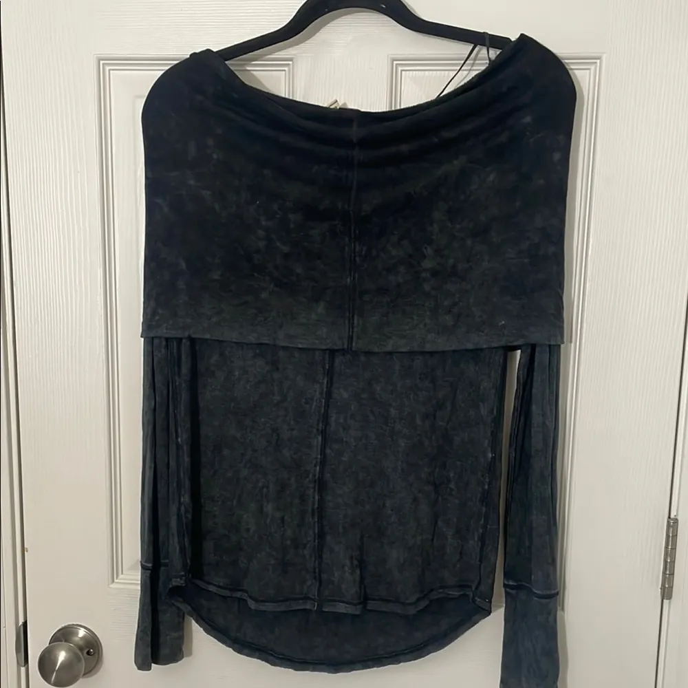 WE THE FREE PEOPLE COSMO COWL NECK TOP SHIRT Medium Grey - Image 3