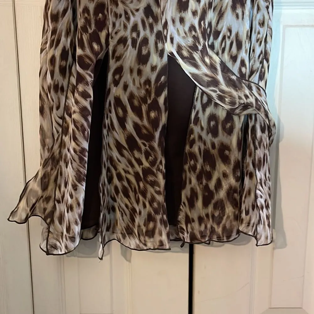 Scarlett Cheetah Leopard Animal Print Flared Skirt With Layering Strips 9 10 - Image 12
