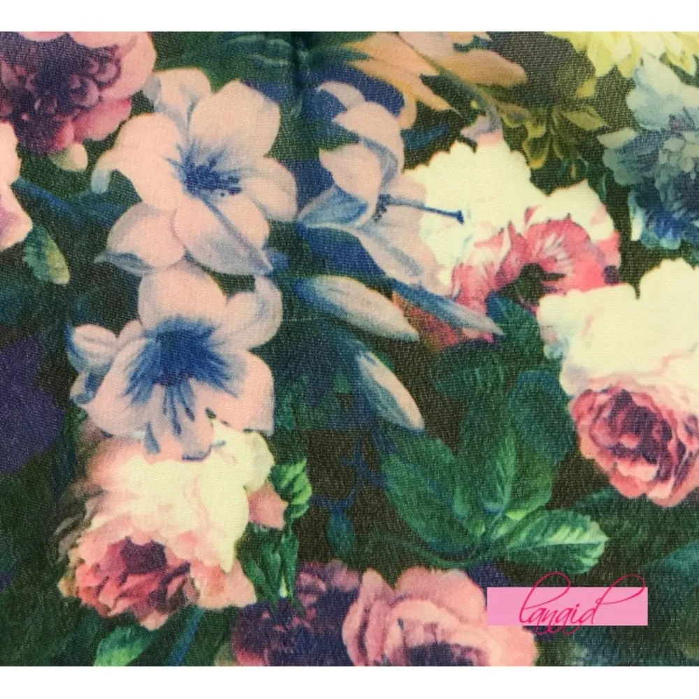 Mumu V-Neck Floral Tunic Blouse Chiffon Gauze Cover-Up Dolman Semi-Sheer Top M - Image 5