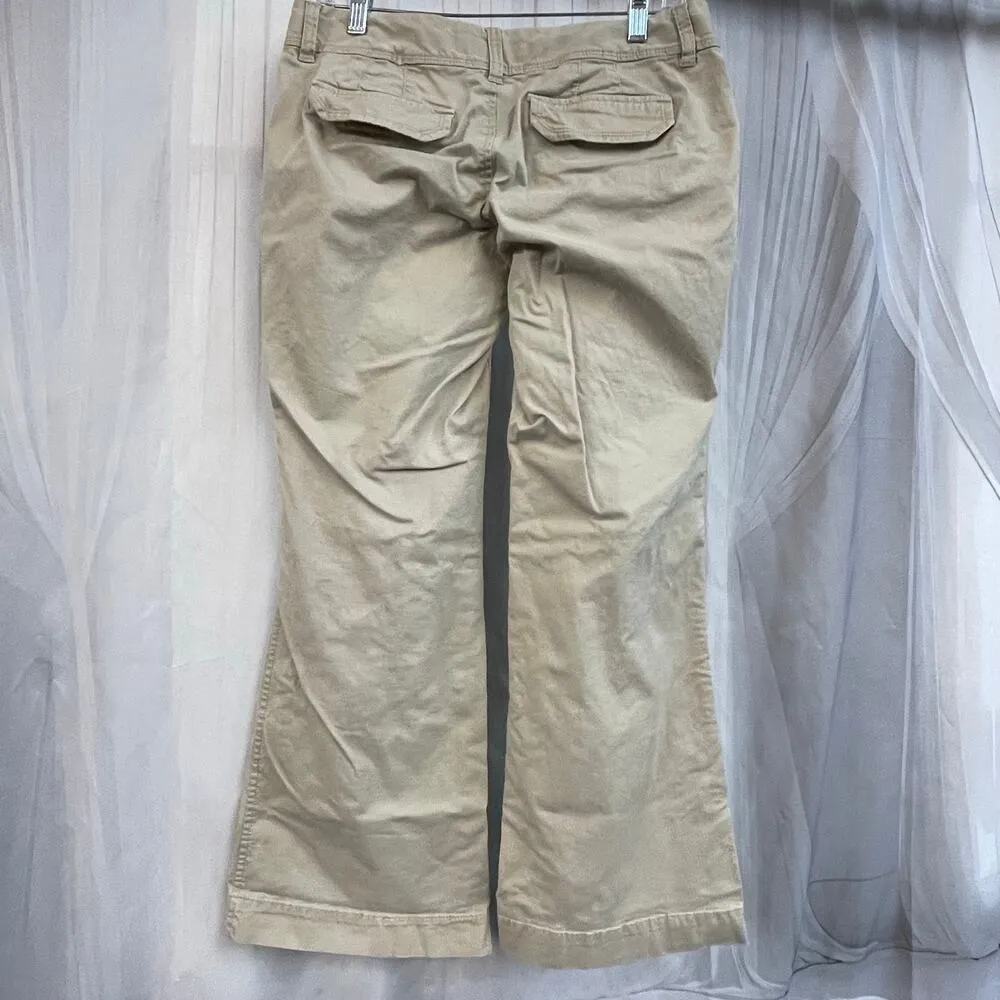 Old Navy Superflare Khaki Pants 10P Petite Low Rise Beige Flared Cotton Blend - Image 2