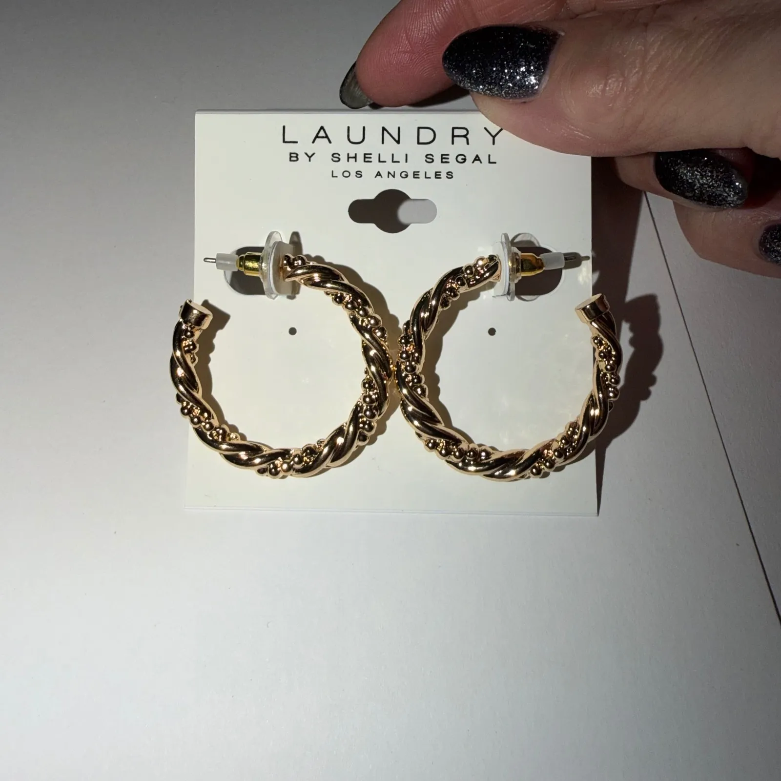 Laundry by Shelli Segal Gold Tone Twisted Hoop Earrings - Image 6