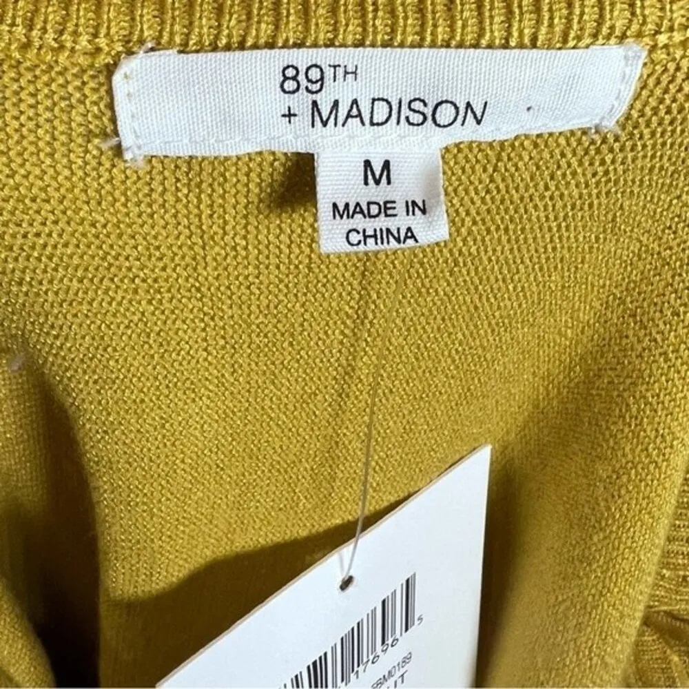 89th & Madison mustard yellow long cut out sleeve sweater size medium NWT - Image 7