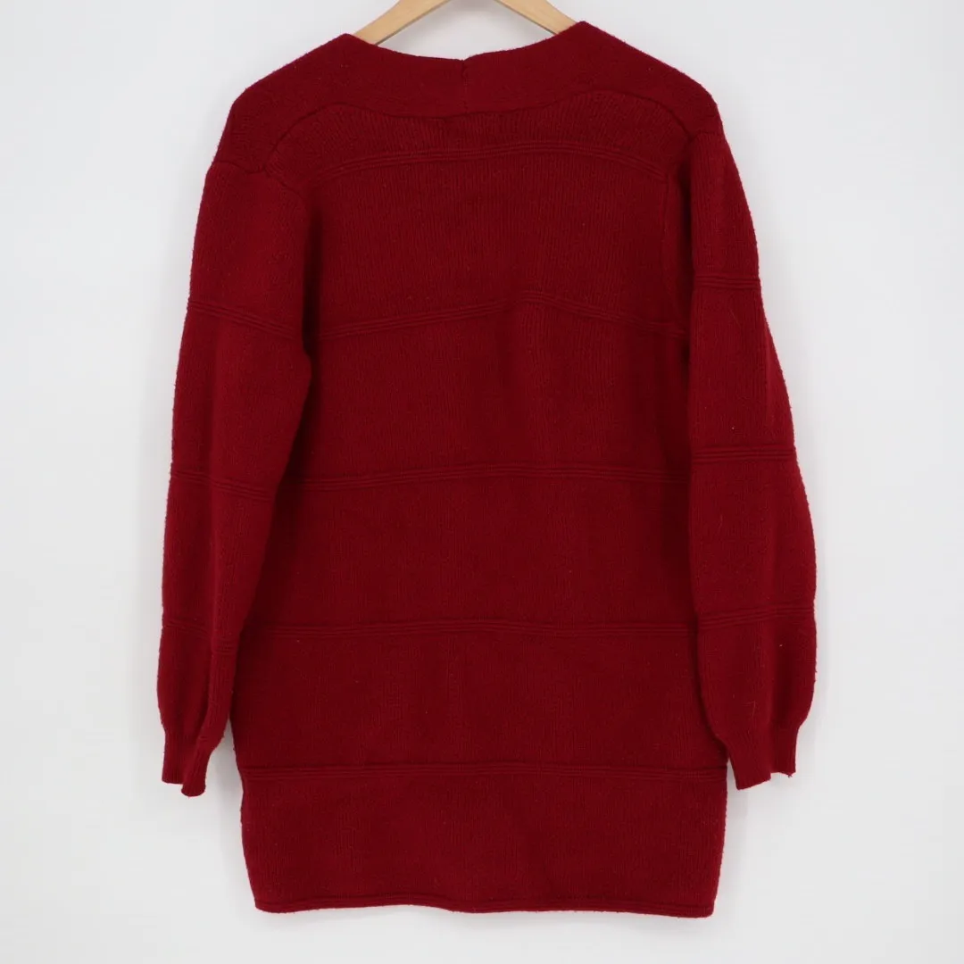 JOSEPH A Petite Cardigan Sweater Red Striped Knit Pockets Open Front PS Size undefined - Image 4
