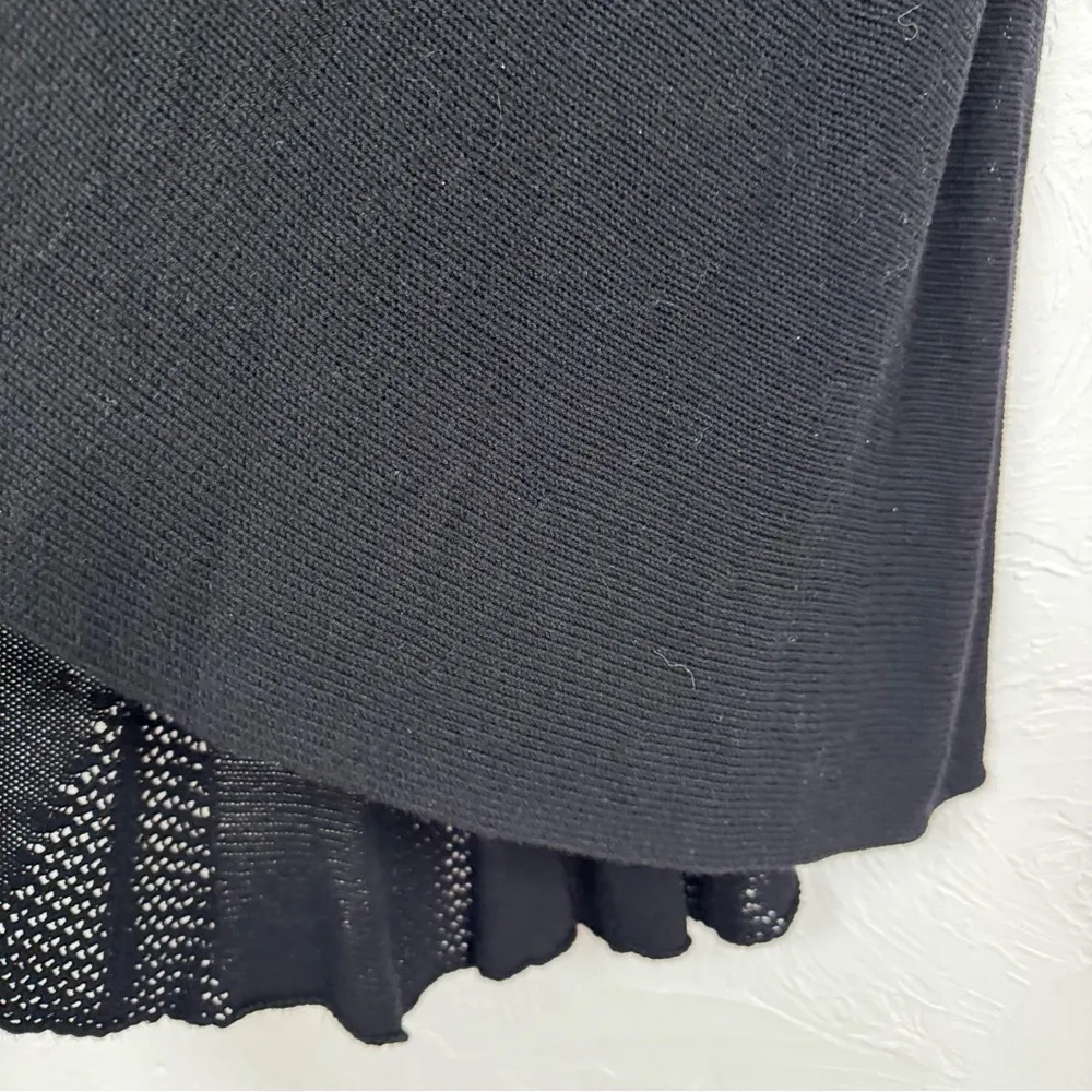 Vintage Anthropologie Cordelia Black Knit Midi Skirt Asymmetrical Hem Womens S - Image 4