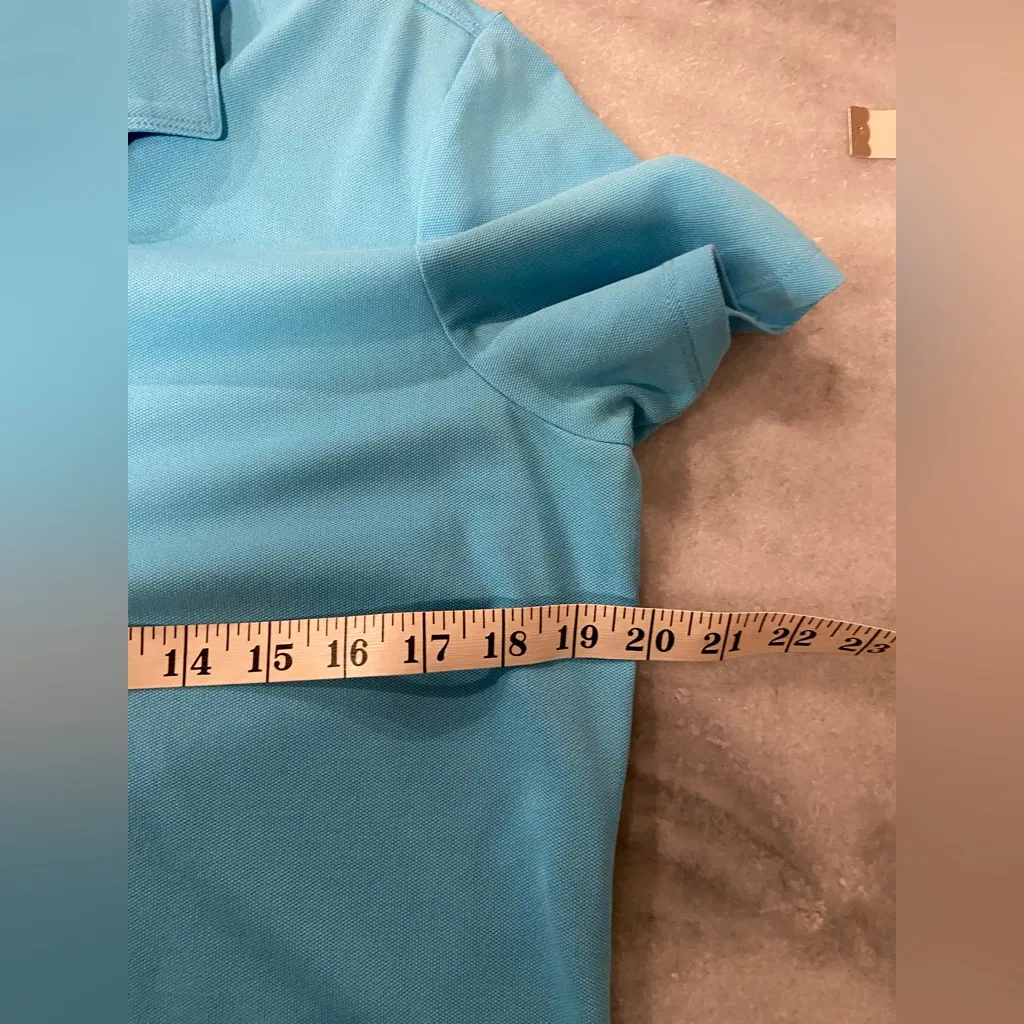L.L. Bean Size M Slightly Fit Stretch Turquoise Blue Short Sleeve Polo Shirt Size M - Image 6