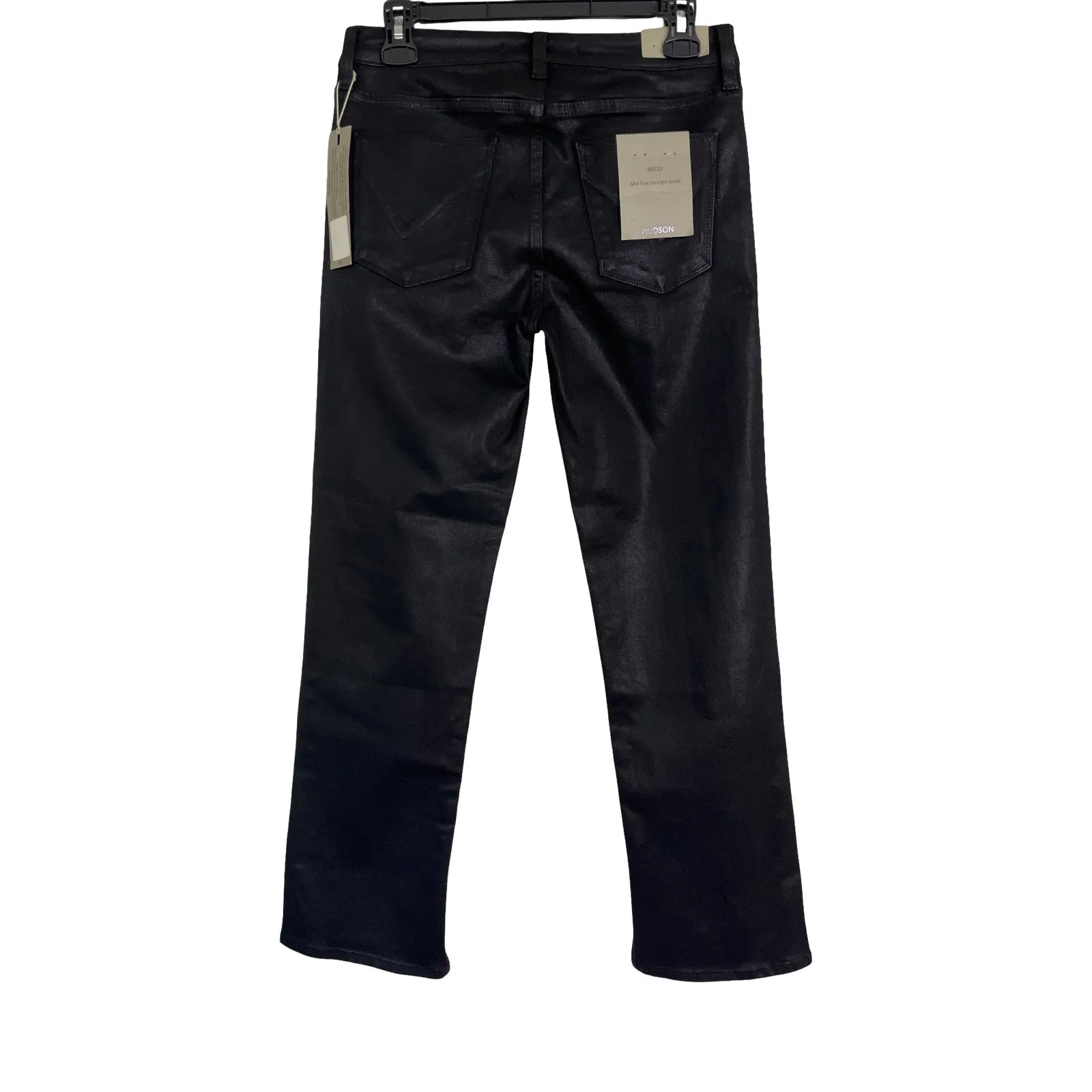 Hudson Jeans Nico Coated Black Mid Rise Straight Ankle Size 28 NWT - Image 5