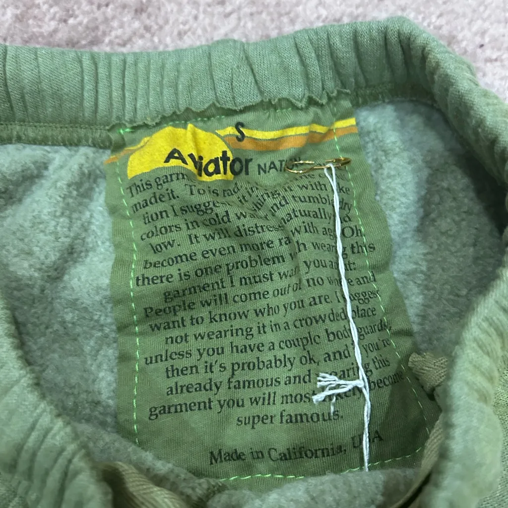 Aviator Nation Venice Surfer Set Crop Crewneck Sweatshirt  Sweatpants Faded Army - Image 12