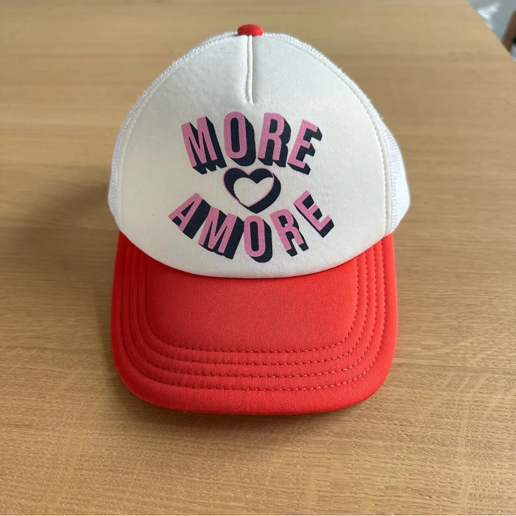 Vintage O'NEILL Trucker Hat "More Amore" Red Pink White Surf Beach Coastal Skate - Image 2