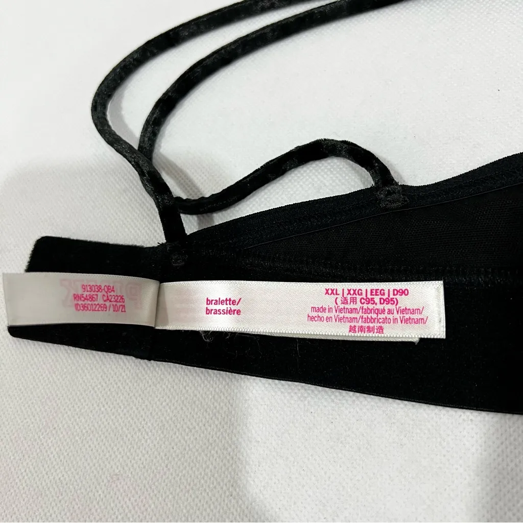 Pink Victoria's Secret Velvet Bralette Bra Size XXL Strappy Back - Image 10