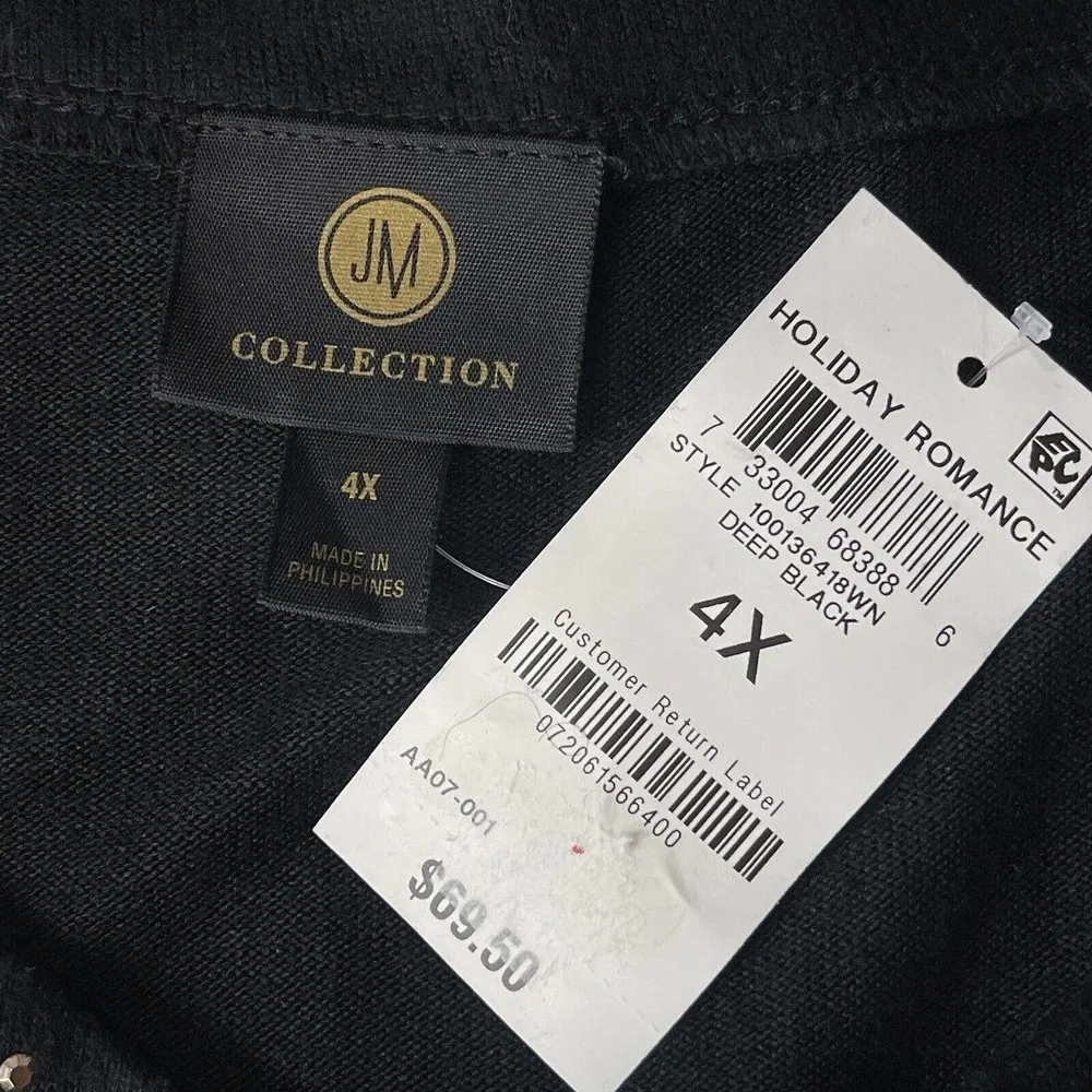 JM Collection 4X-Large Sweater Embellished Scoop Neck 3/4 Sleeve Cold-Shoulder - Image 6