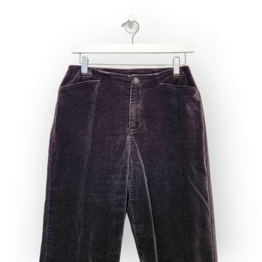 Vintage Crazy Horse Chocolate Brown Velour High Waisted Straight Leg Pants 4 - Image 3