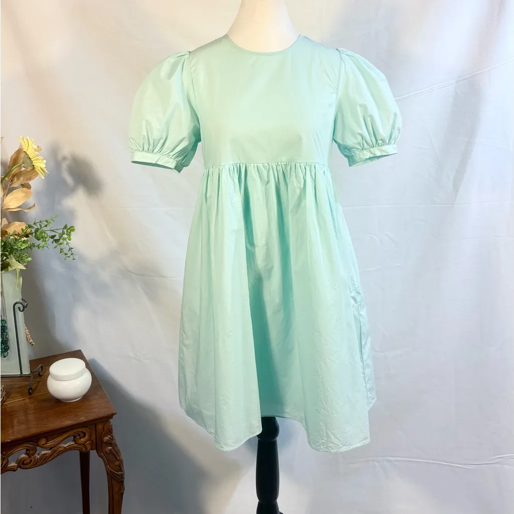 English Factory Mint Puff Sleeve Babydoll Dress Sz Small🧡 - Image 2