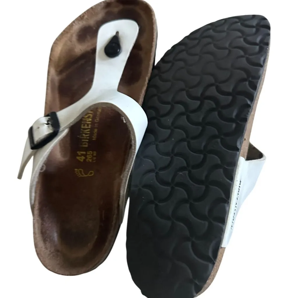 BIRKENSTOCK White Leather Thong Sandals Size Women's 10 Men's 8 - Image 4